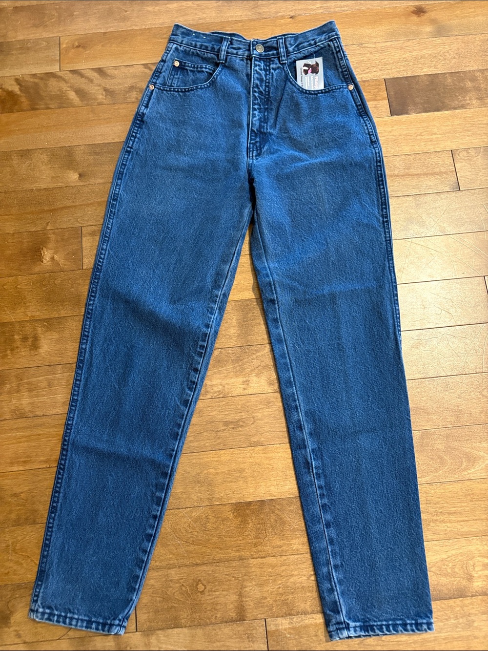 High-Waist Straight Leg Jeans in Dark Blue